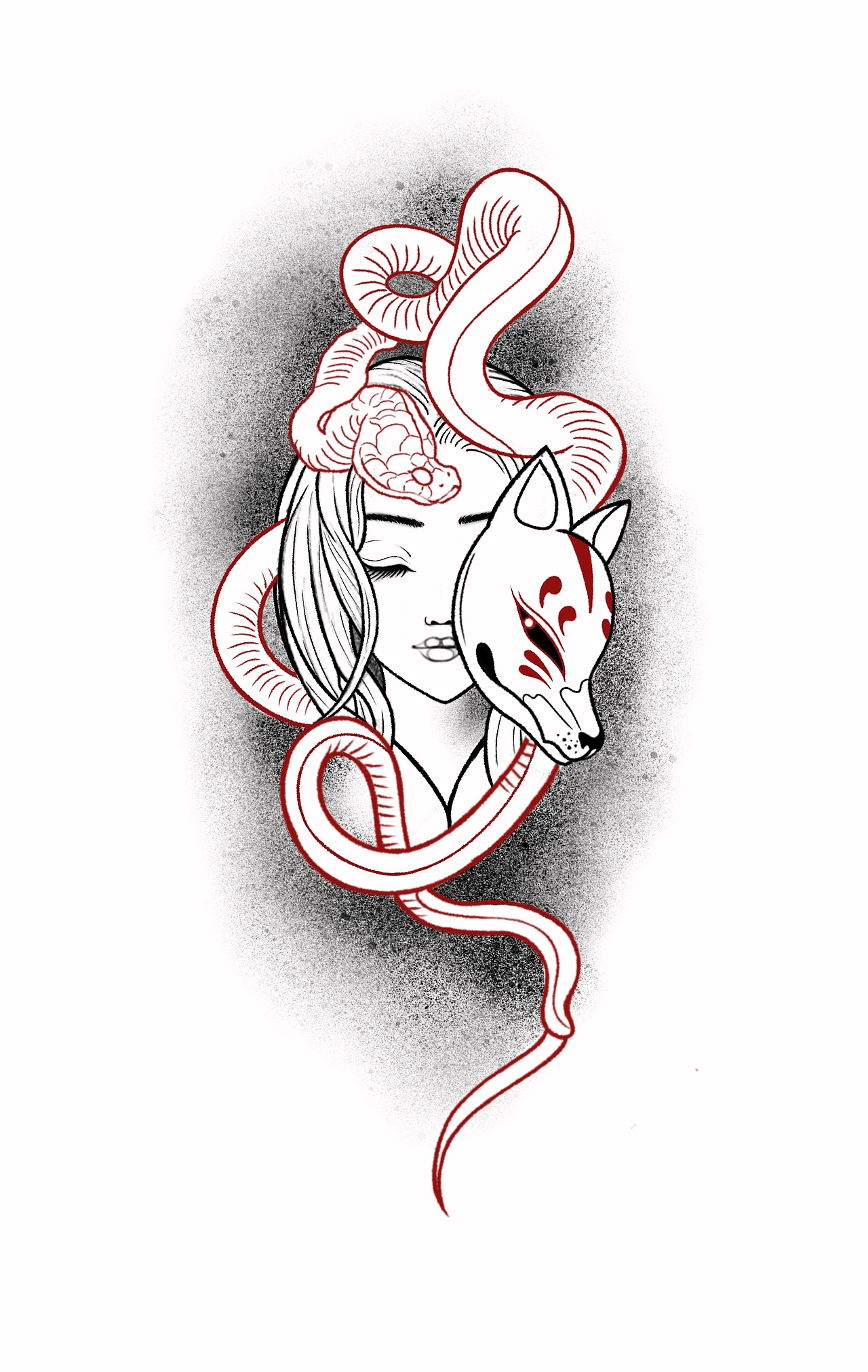 蛇女纹身手稿