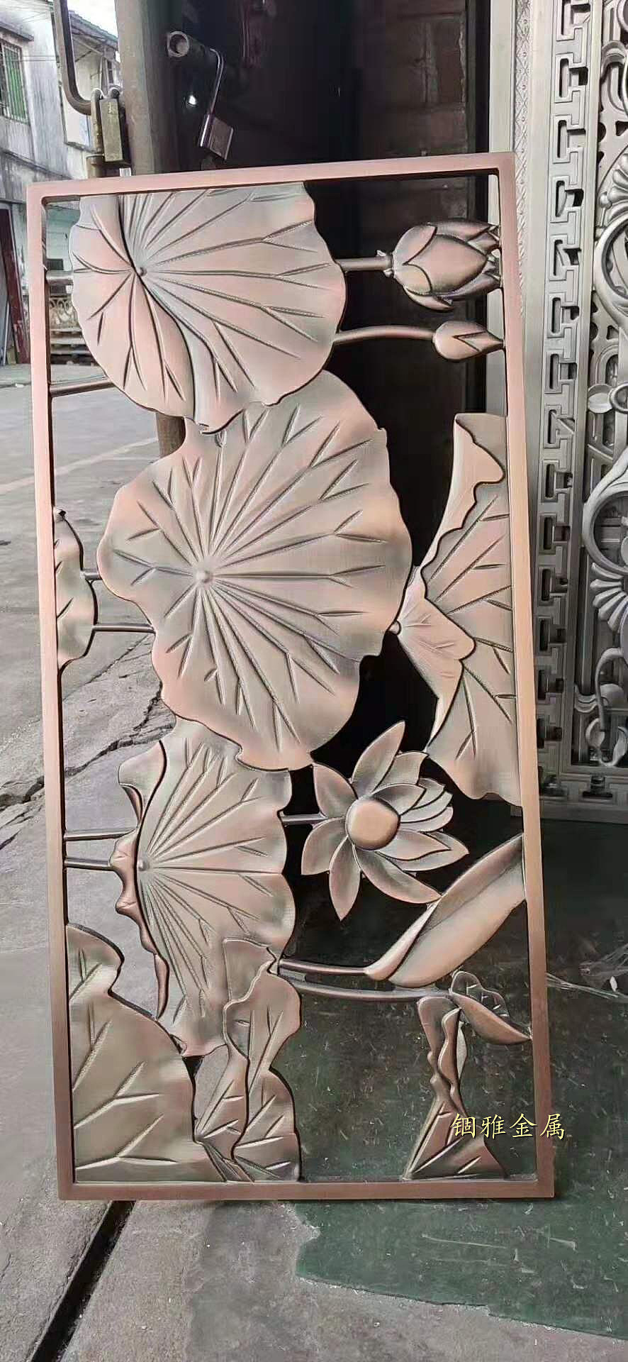 高端家居装饰仿古铜铜艺雕花屏风,纯铜雕刻镂空花格