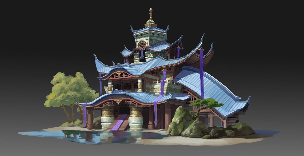 寺庙吧……|插画|游戏原画|绿比比 - 原创作品 - 站酷 (zcool)