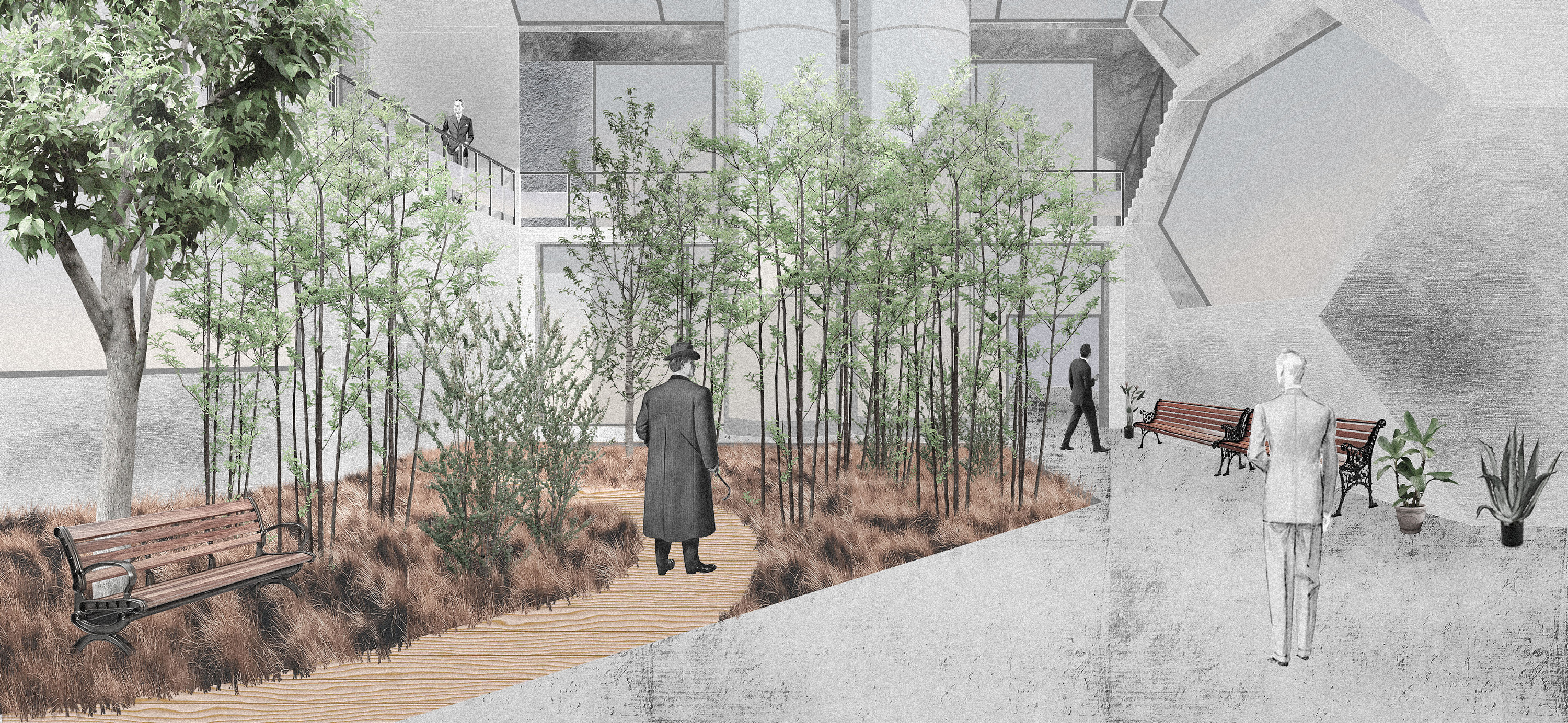 建筑拼贴插画风效果图合集