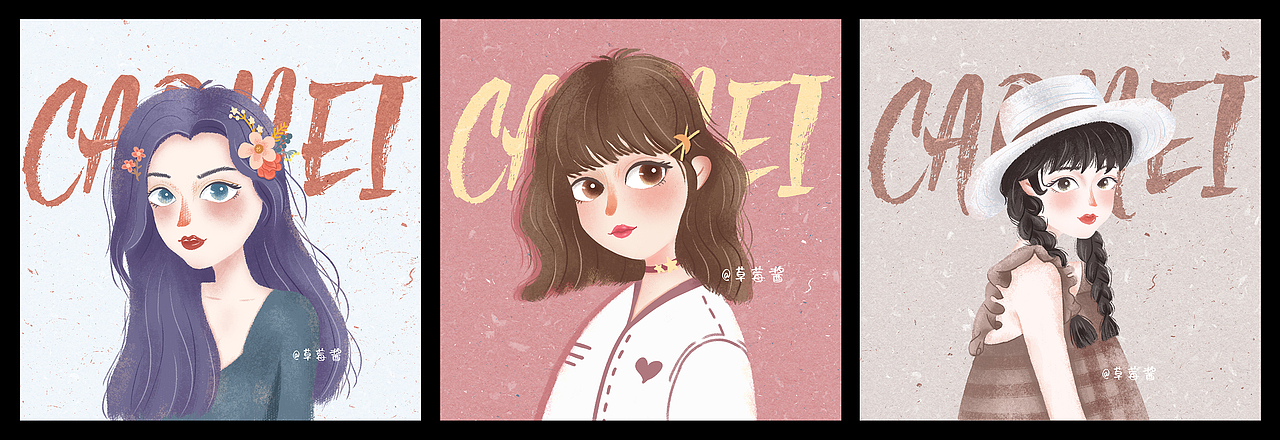 #人物头像插画（图ZMjI5NjMwNjky） - 商业插画 - 站酷设计师草莓酱豆原创素材 - 站酷ZCOOL