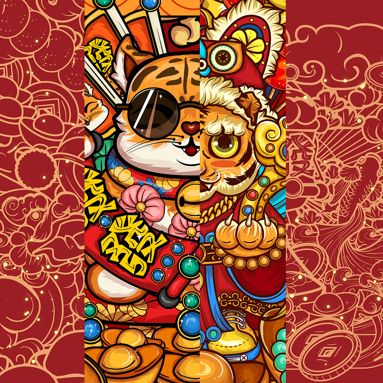 虎年插画老虎插画-国潮喜庆新年设计系列（图ZMjcyMzQwODA4） - 商业插画 - 站酷设计师木有鱼丸000原创素材 - 站酷ZCOOL