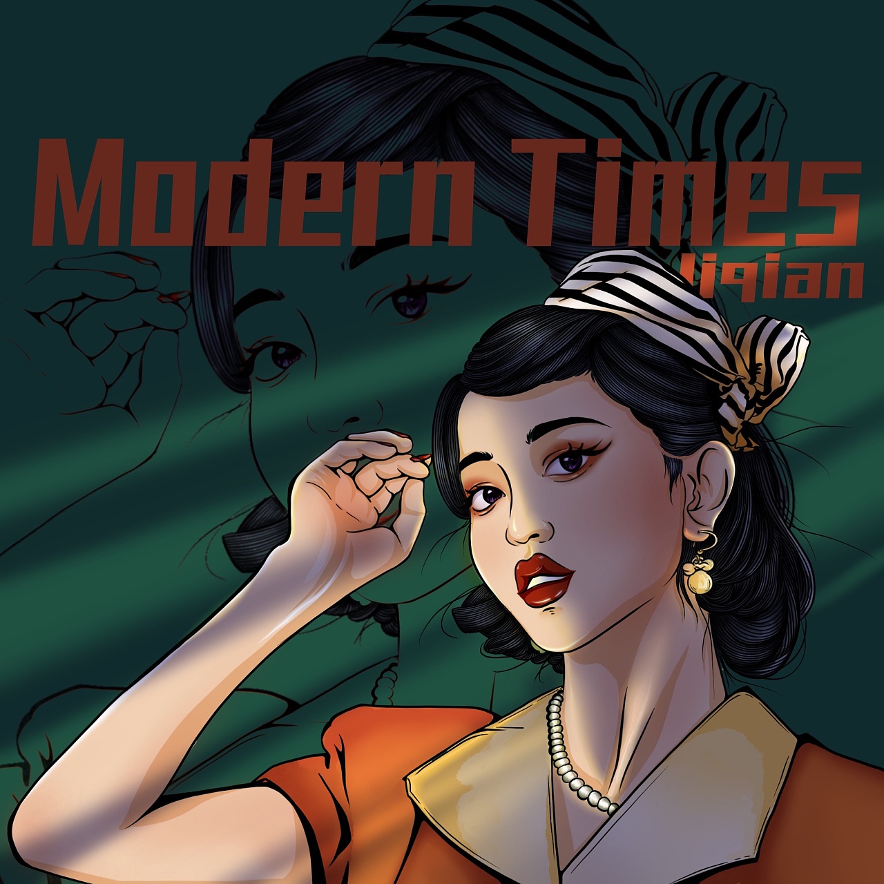 摩登时尚女郎,复古性感,大红唇