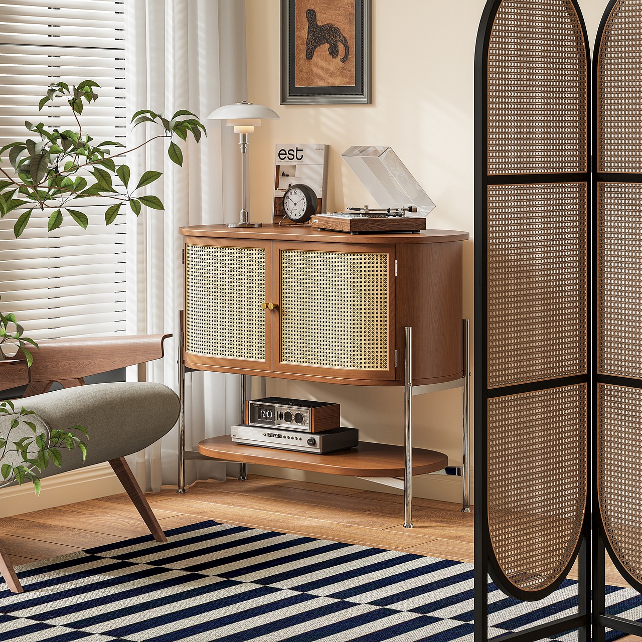 圆弧藤编置物柜1