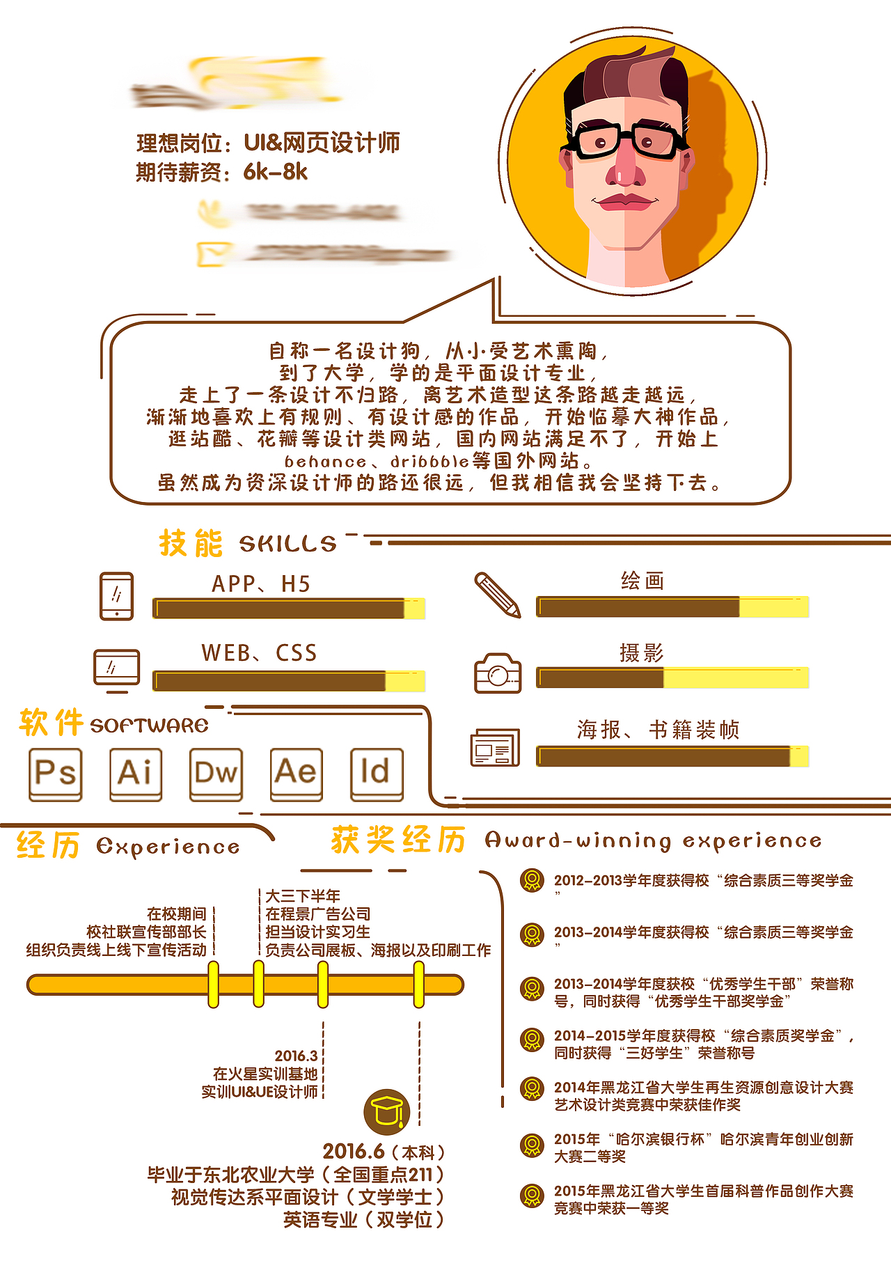 resume个人简历A4（图ZNTQ4NTU3MDQ=） - 其他UI - 站酷设计师funharry原创素材 - 站酷ZCOOL