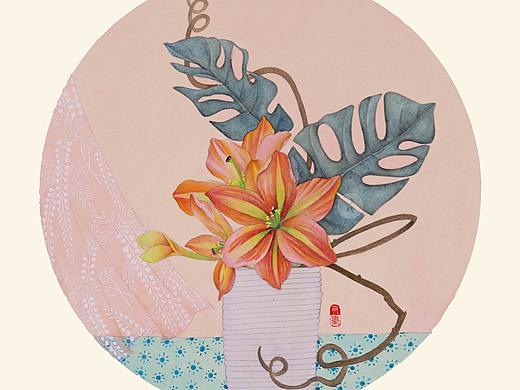 国画工笔 | 朱顶红瓶花教程