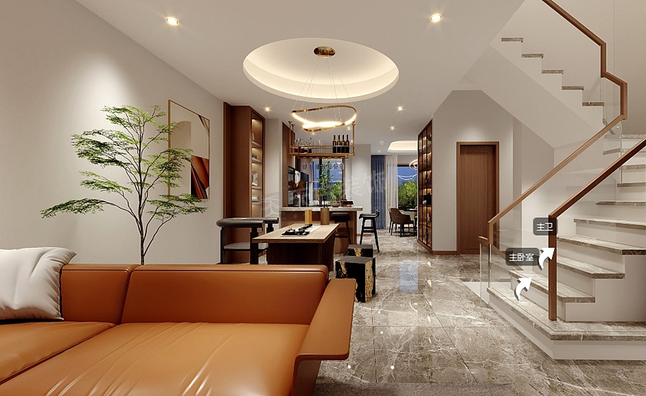 江山樾别墅装修案例,现代简约风设计效果图,天古装饰