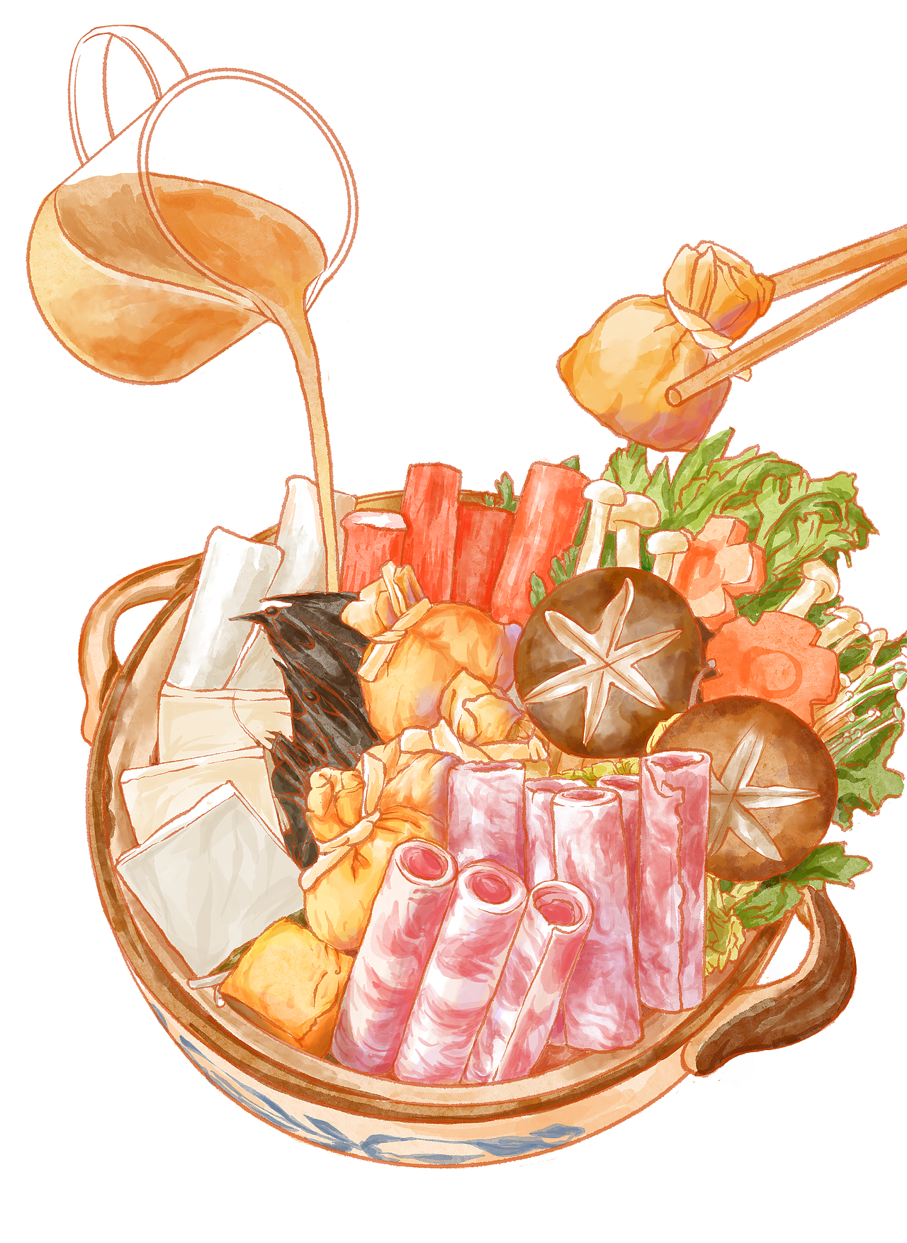 ipad水彩|日式味噌锅