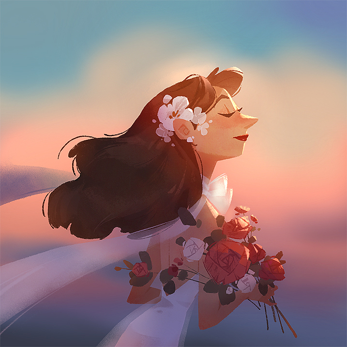 加强光影的对比,给角色受光的一面更强烈的边缘光,勾勒轮廓