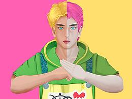 照着镜子画自己  嘻嘻