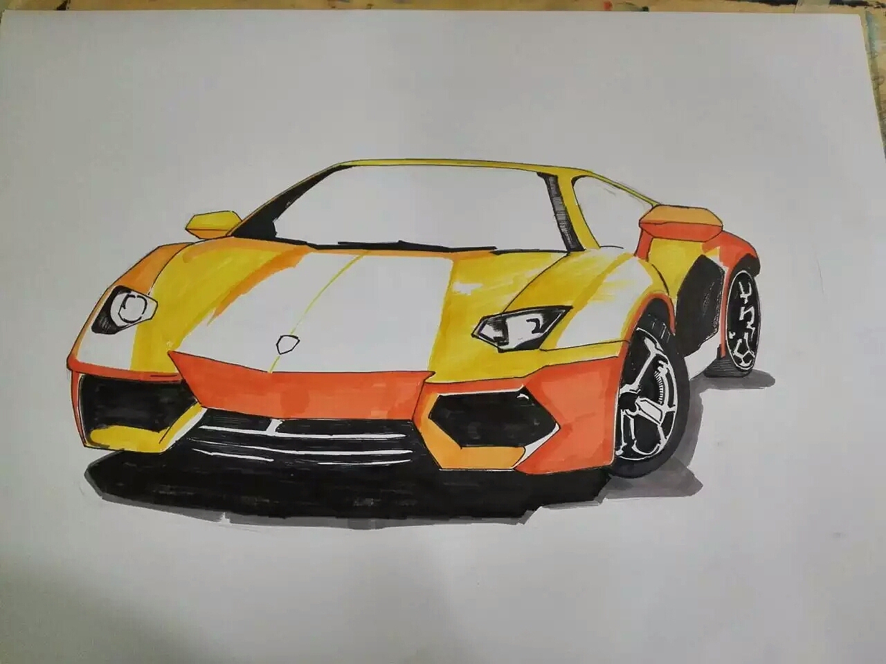 马克笔手绘兰博基尼赛车教程