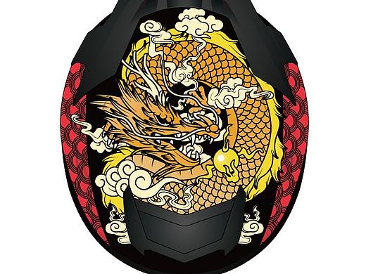 #插画#龙图案 头盔图案设计
