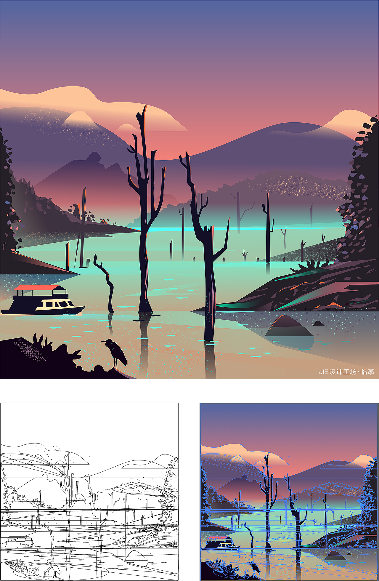 AI插画临摹鉴赏（图ZMTM3ODUyNjEy） - 创作习作 - 站酷设计师Designer_JIE原创素材 - 站酷ZCOOL