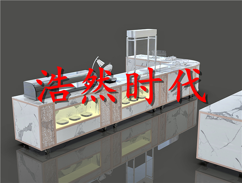 餐厅移动大理石自助餐台