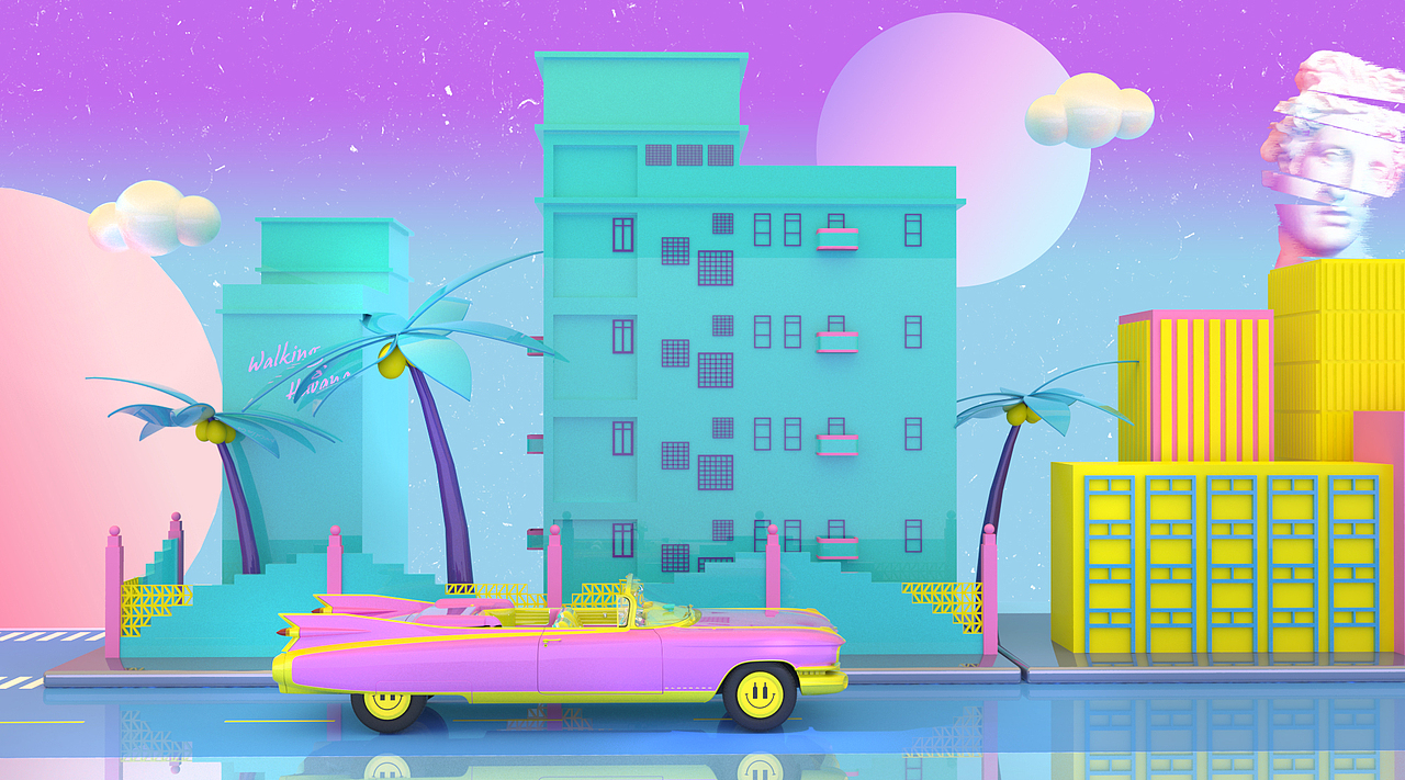 Walking Havana蒸汽波（图ZMjY4NzIzNDIw） - 场景 - 站酷设计师剩下光年原创素材 - 站酷ZCOOL