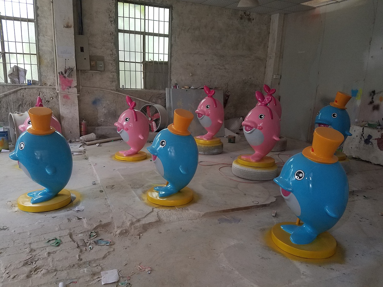 玻璃钢彩绘海豚造型雕塑树脂道具美陈摆件仿真海洋生物