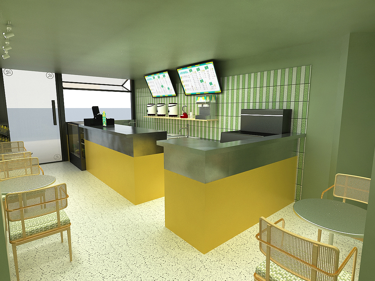 柠檬茶店铺 3d设计效果图