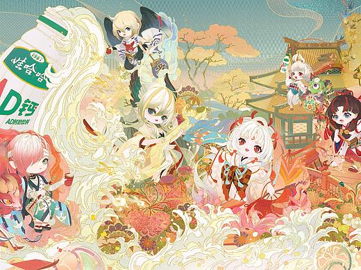 娃哈哈x阴阳师联名款AD钙奶新春礼盒-包装插画