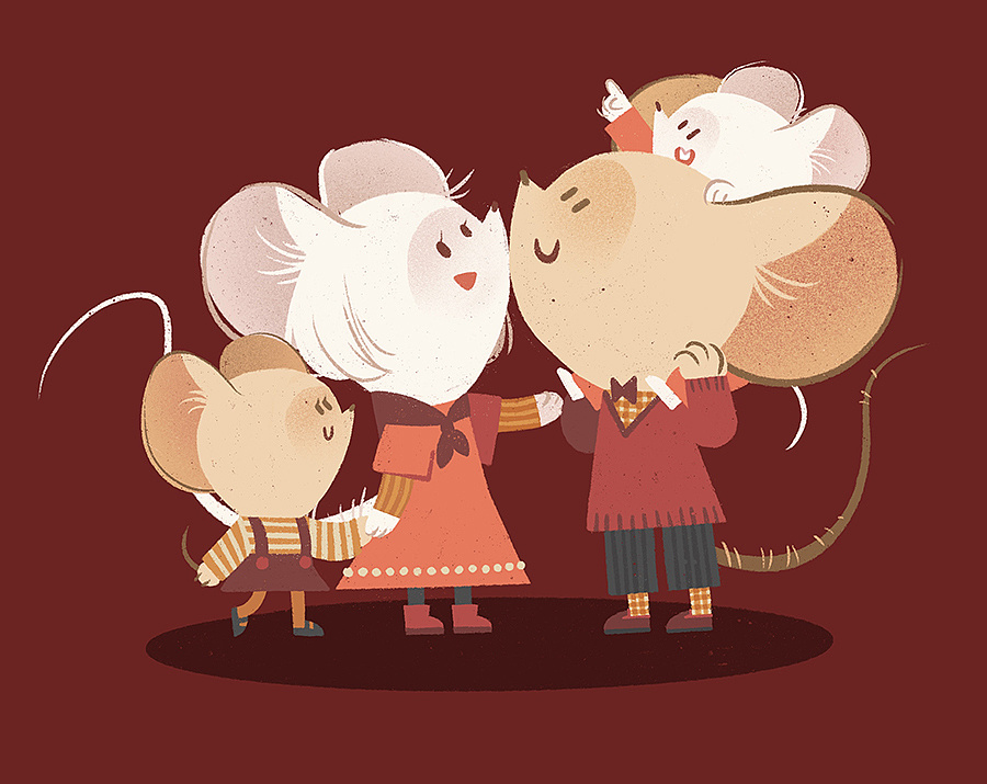 鼠年-小老鼠一家四口