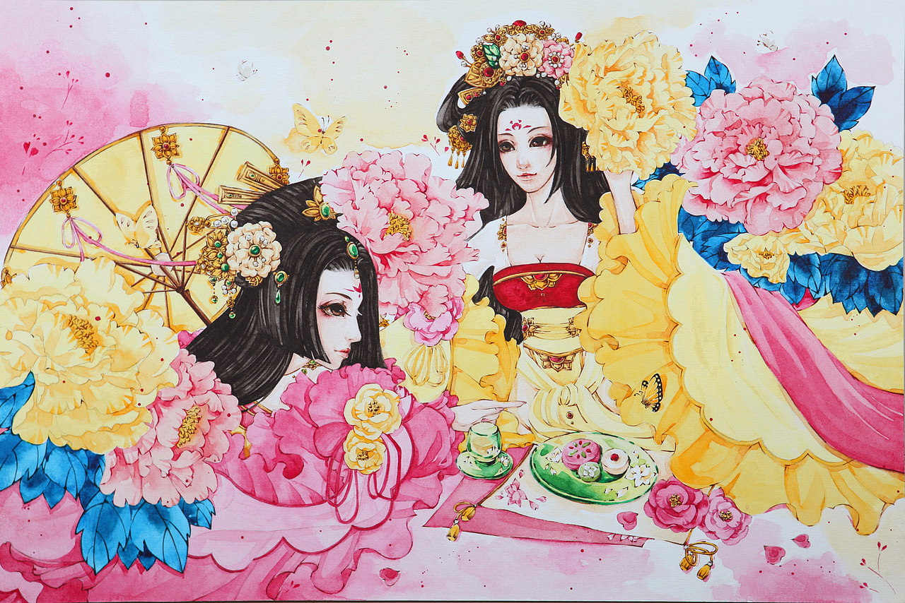 花朝（图ZMjA1OTg3ODg=） - 艺术插画 - 站酷设计师汤圆圆不圆圆原创素材 - 站酷ZCOOL