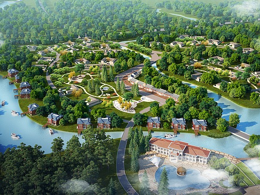 别墅区效果图鸟瞰图