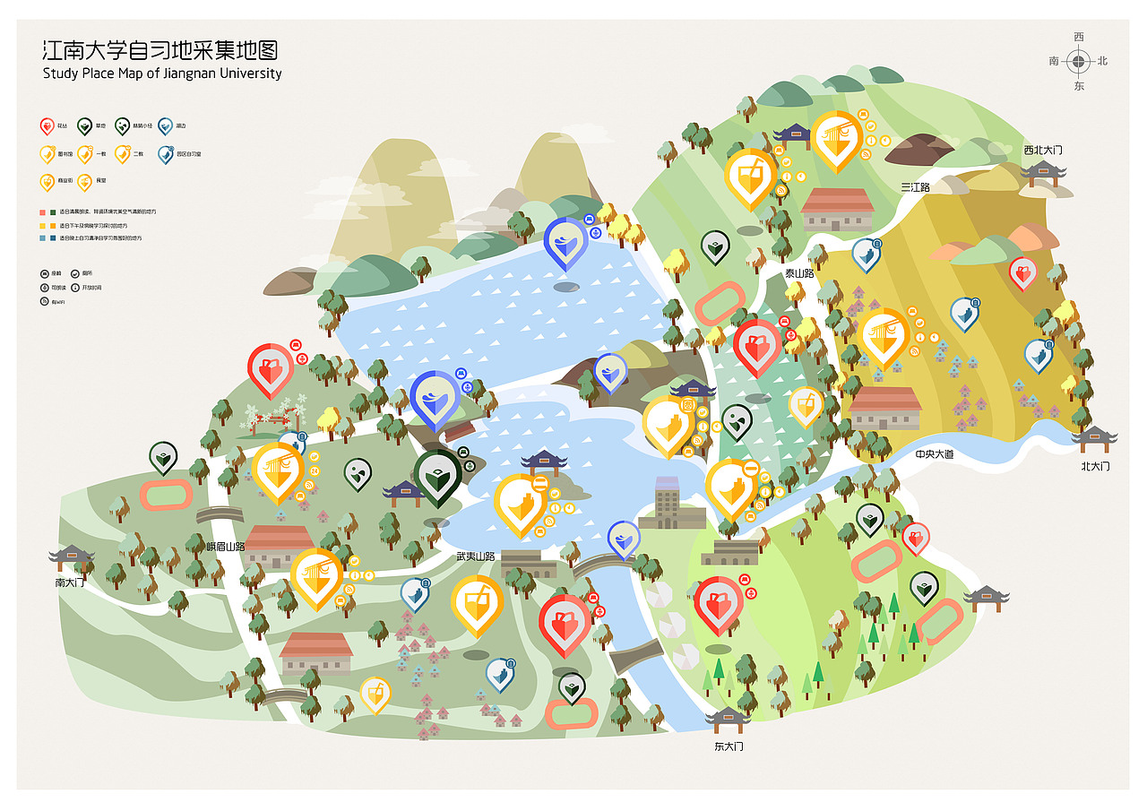 江南大学自习地地图（图ZOTMzNTUyMA==） - 其他UI - 站酷设计师noelani原创素材 - 站酷ZCOOL