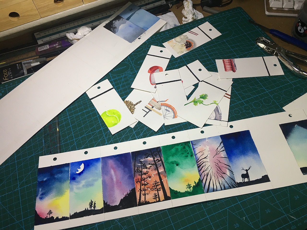 小张：夜空水彩书签（图ZODI3ODcxMDg=） - 绘画 - 站酷设计师張曉晴原创素材 - 站酷ZCOOL