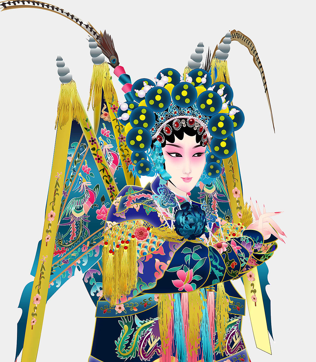 武旦刀马旦京剧人物矢量插图