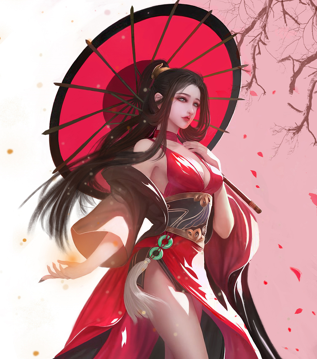 异域舞娘原画高冷女子古风红衣