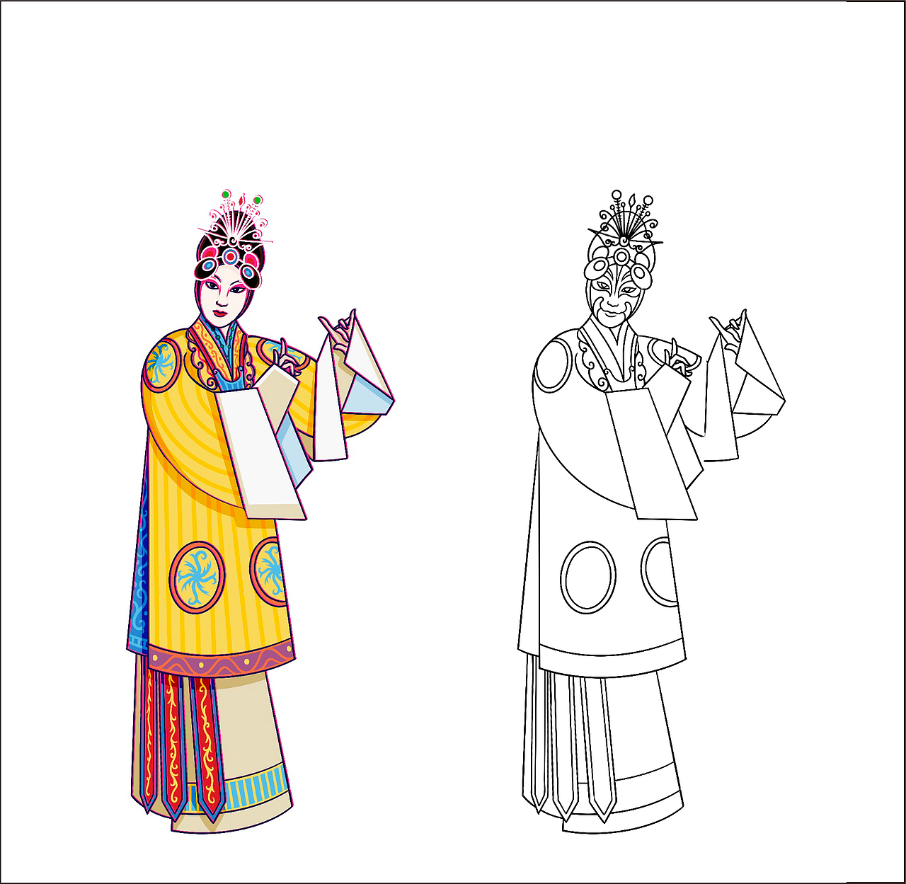 国潮京剧人物插画（图ZMjY3ODM4NjA0） - 商业插画 - 站酷设计师插画师YMM原创素材 - 站酷ZCOOL