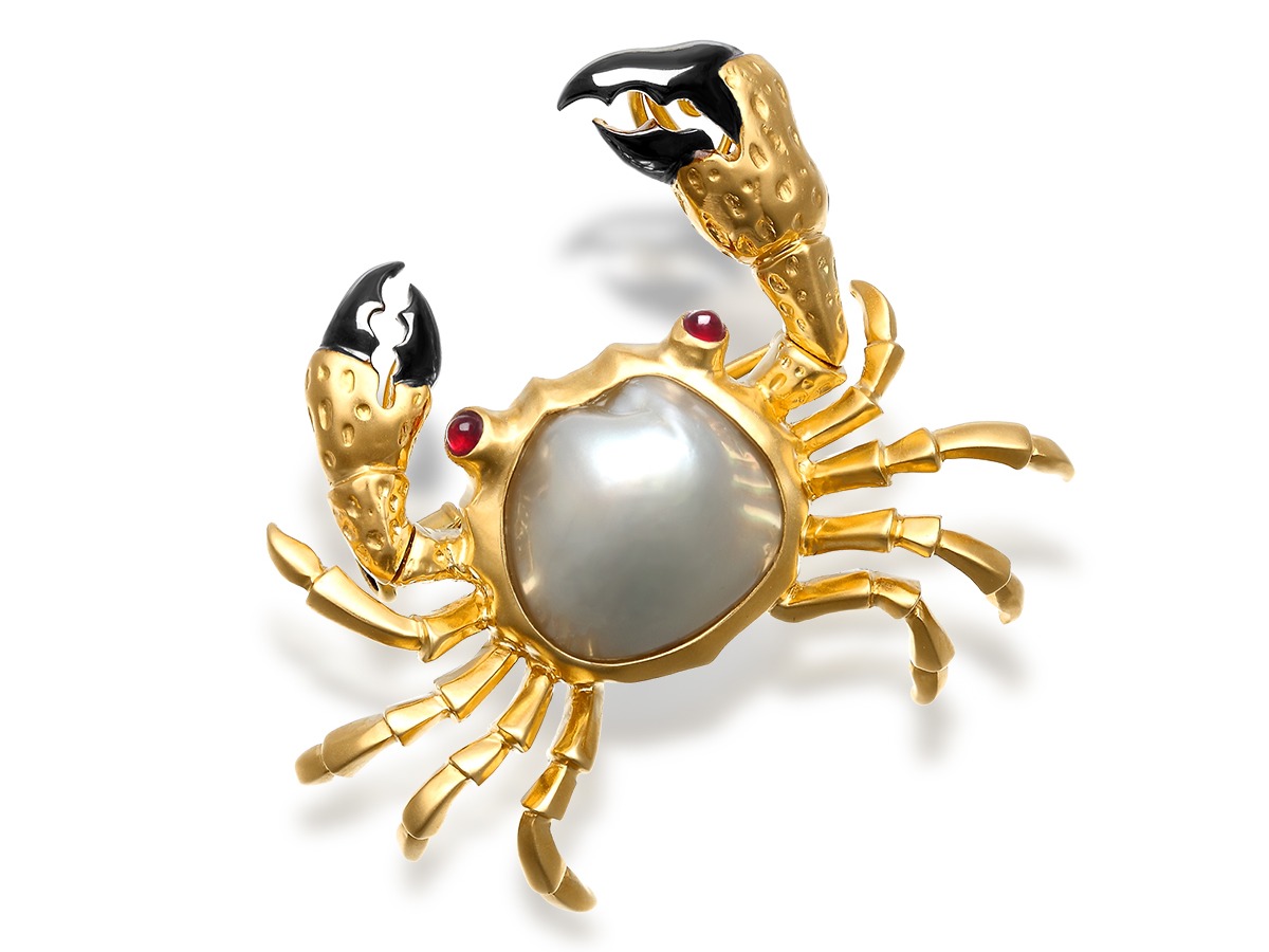 巴洛克珍珠设计手工制作的螃蟹和猫头鹰