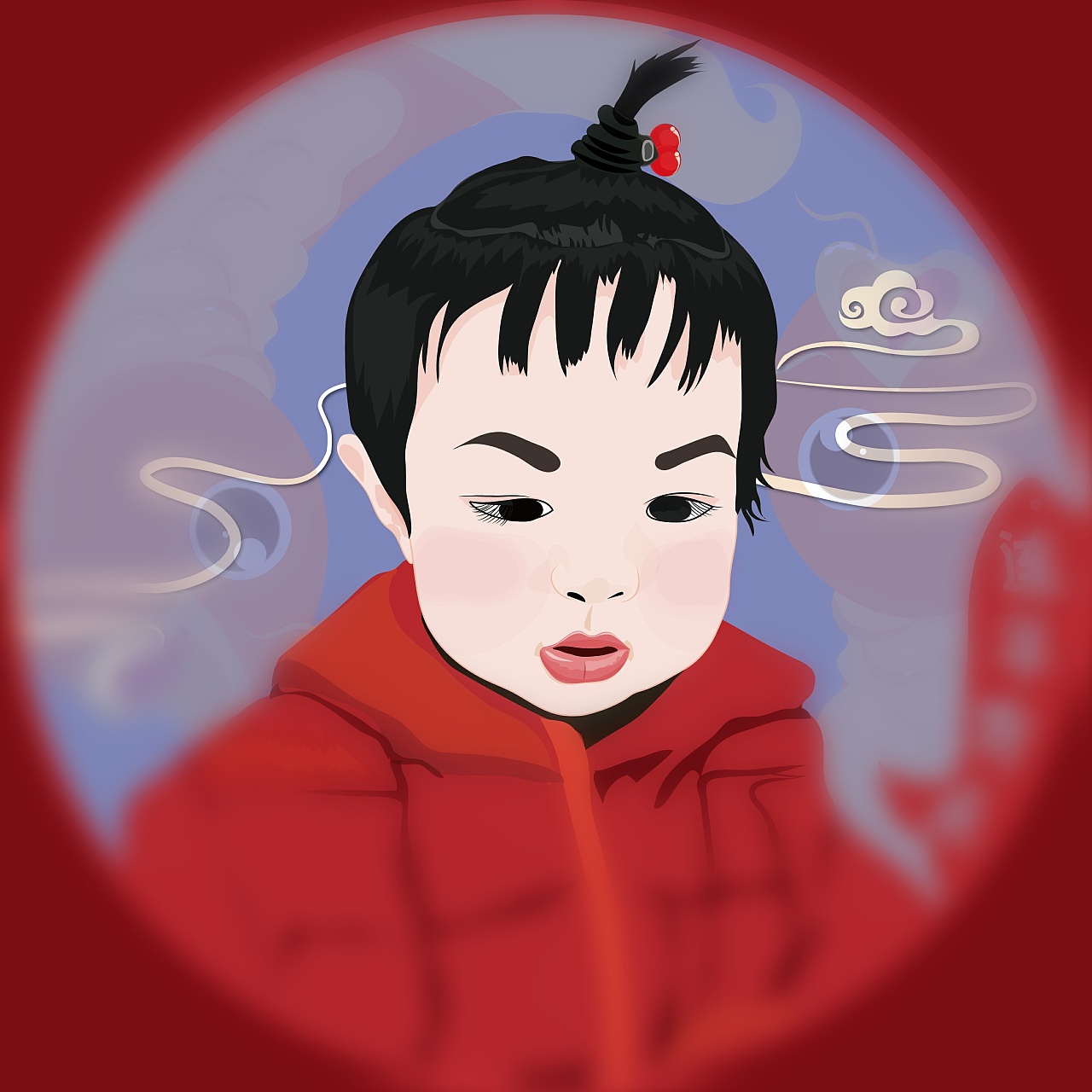 扎一羊角辫,喜庆的年画娃娃