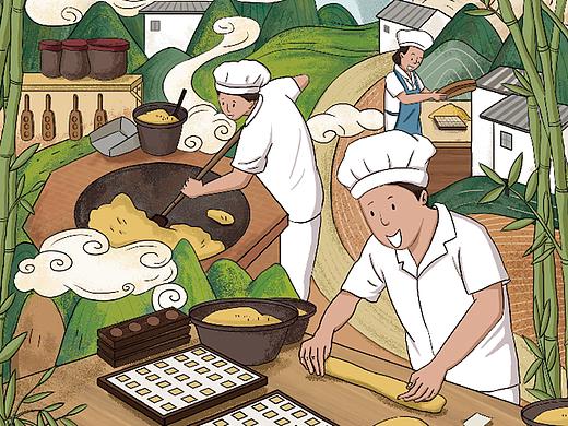 竹糕坊绿豆糕插画