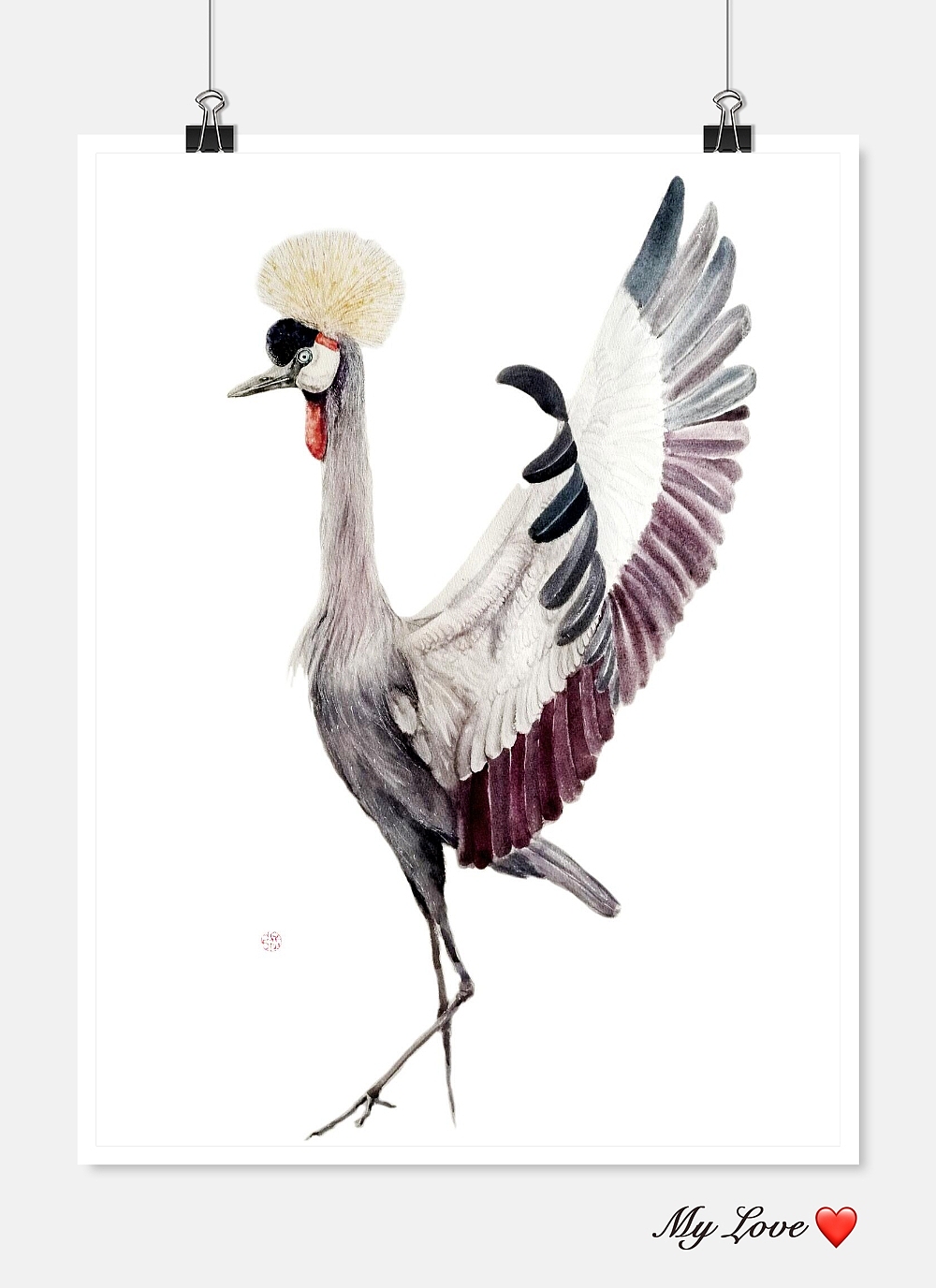 水彩画鸟一一灰冠鹤（图ZMTMwNDQ2NTYw） - 绘画 - 站酷设计师zhanghongzhen原创素材 - 站酷ZCOOL