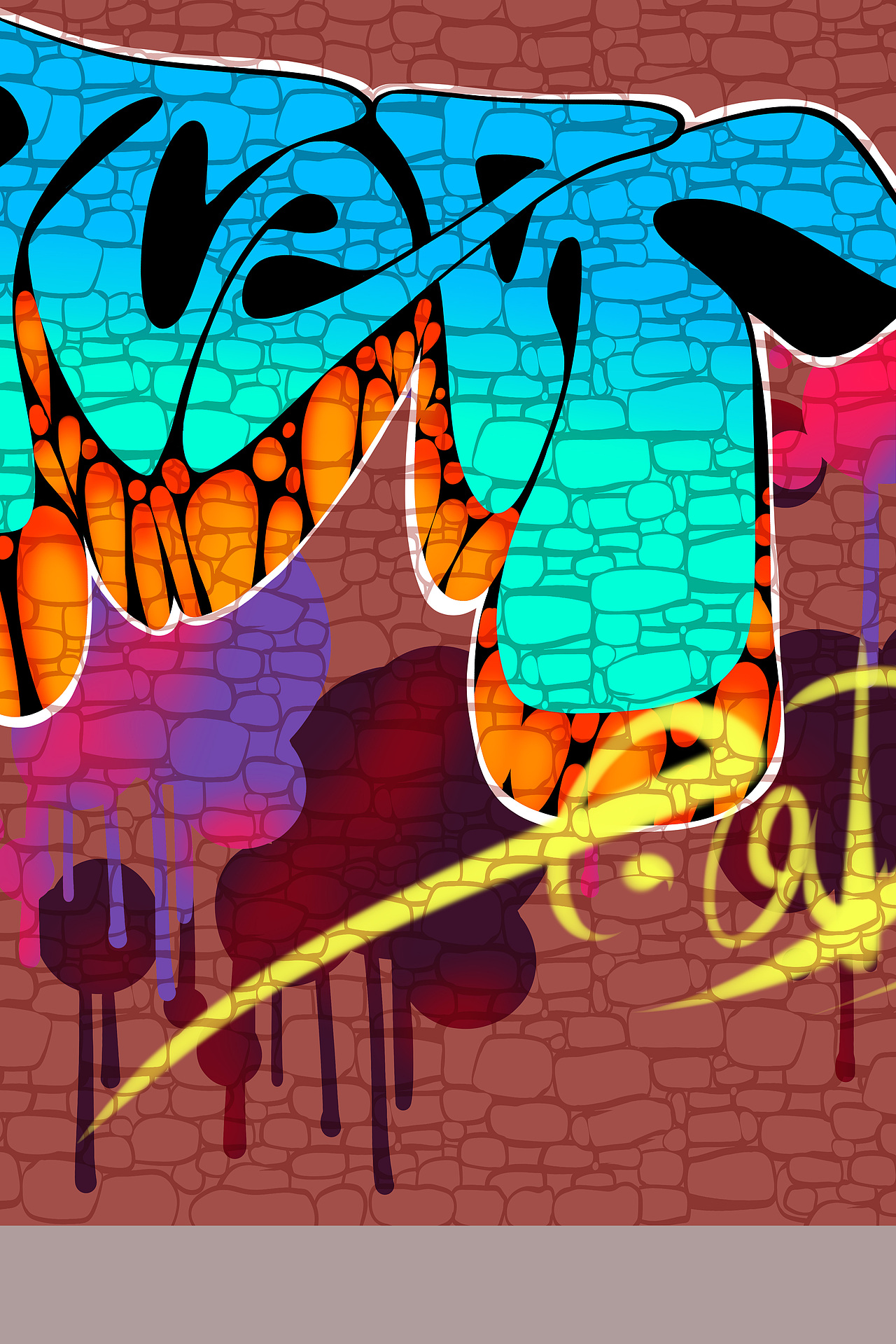 涂鸦嘻哈文化墙手绘插画