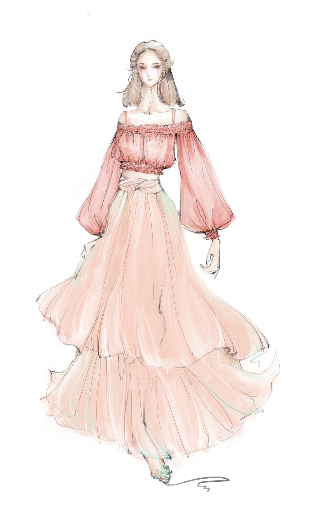 甜美系服装设计插画(商用)