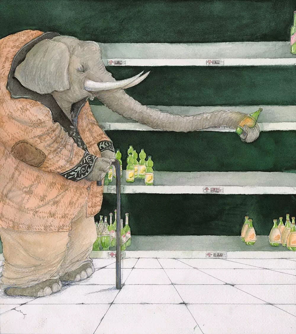 《喝喝哒》纸本水彩