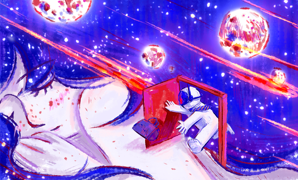 【 流星雨的另一头是少女的梦醒时分。】（图ZMjg2OTM4MzE2） - 儿童插画 - 站酷设计师月九九原创素材 - 站酷ZCOOL