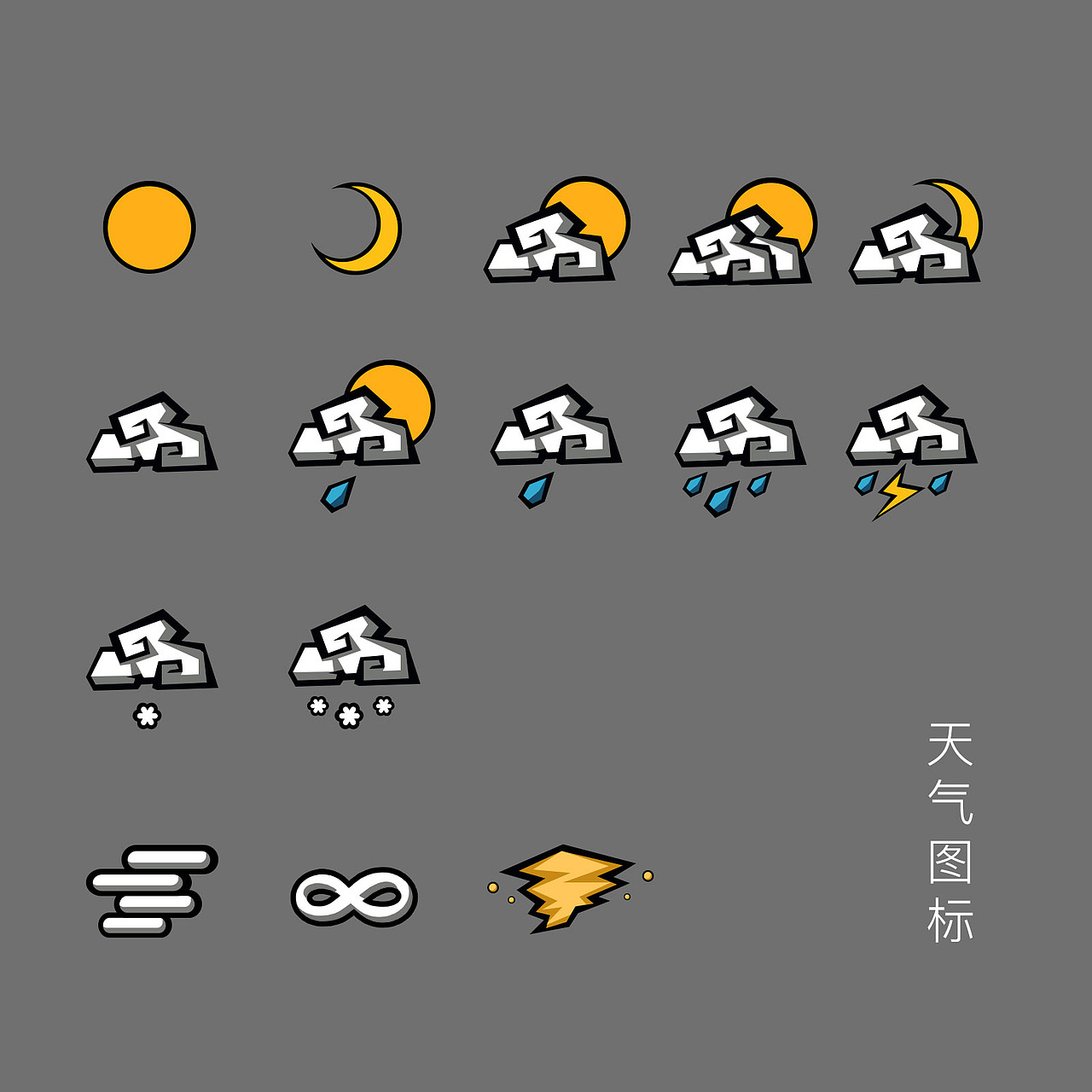 一套天气icon（图ZNzU3MjYyNDg=） - 图标 - 站酷设计师吾将上下而求索UI原创素材 - 站酷ZCOOL
