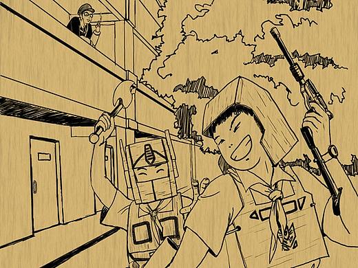 童年-变形金刚三联画