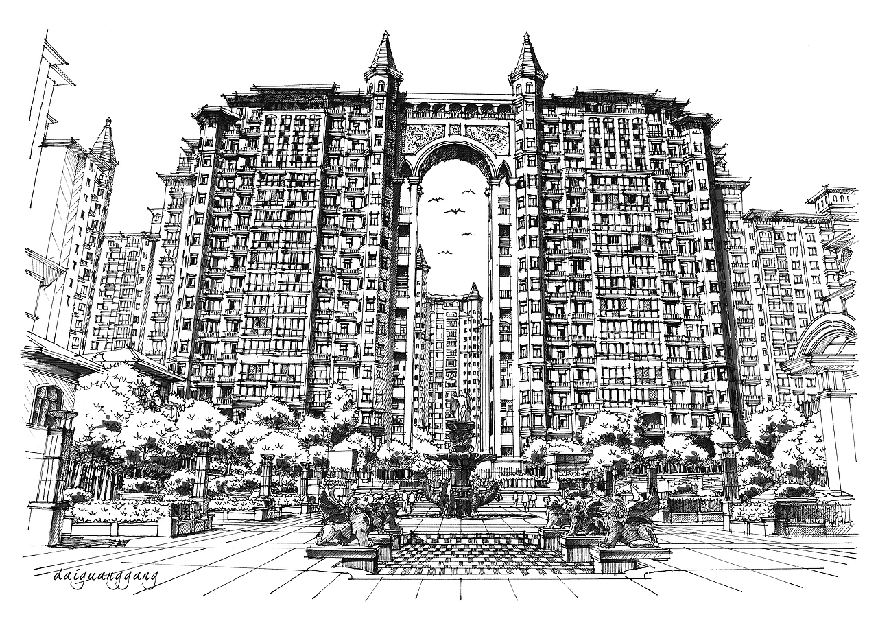 建筑设计手绘线稿表现技法（图ZMjUyMjcxOTY=） - 建筑设计 - 站酷设计师攻克先生代光钢原创素材 - 站酷ZCOOL