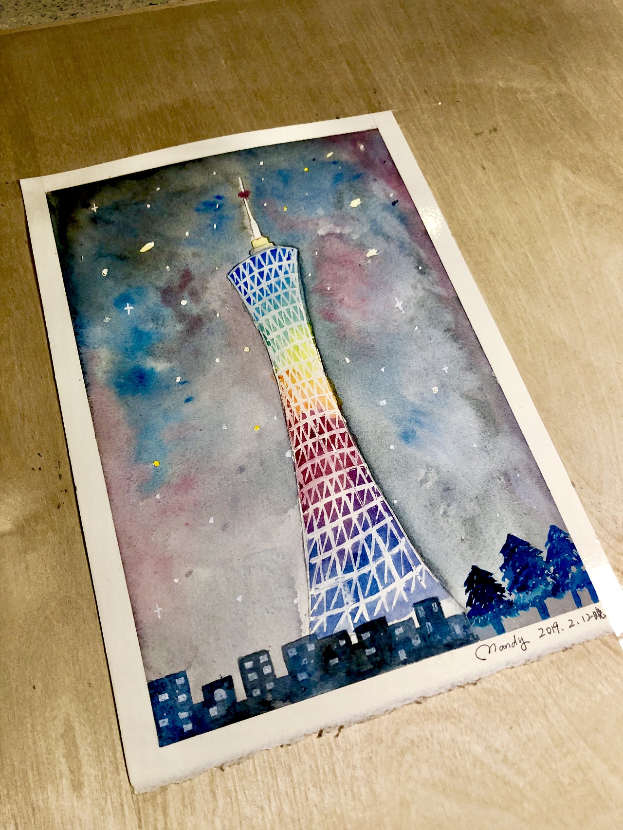 广州塔绘画作品图片图片