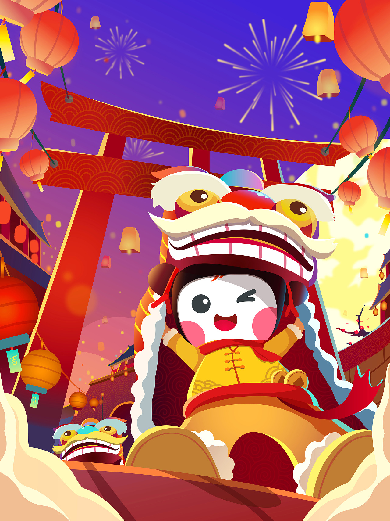 元宵节插画海报