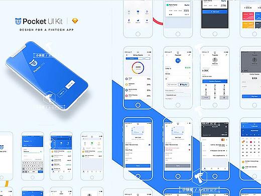 创意蓝色互联网金融支付钱包APP手机UI界面设计模板