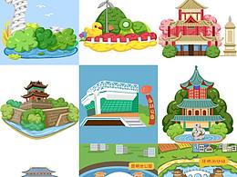 西安公園地圖H5插畫設(shè)計