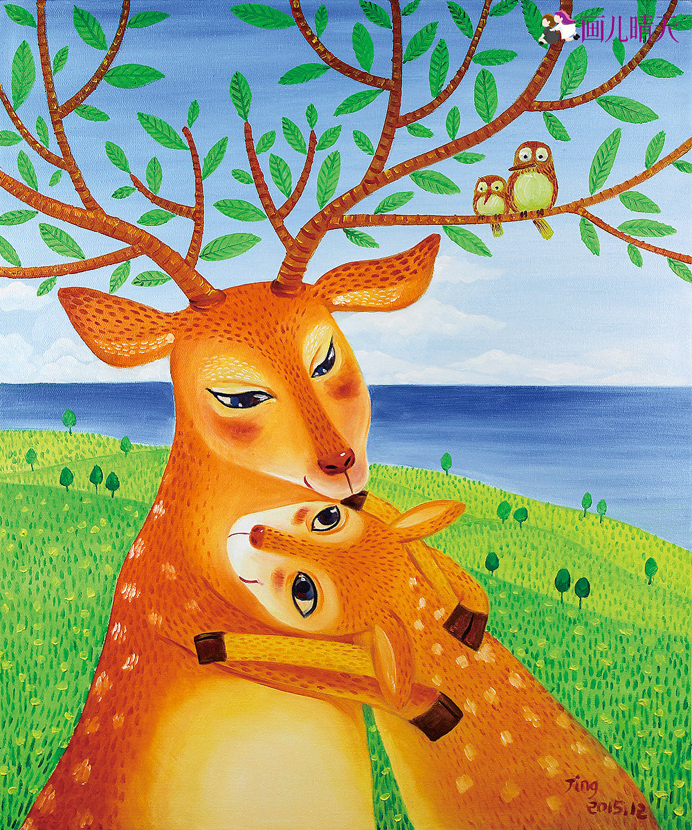 画儿晴天插画作品母亲节父亲节亲子插画作品