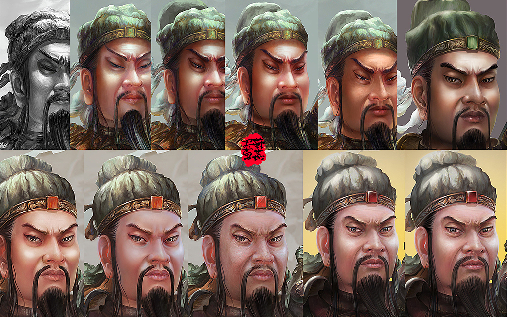 原创关圣帝君画像关公面部修改三十多稿墨菻奥森