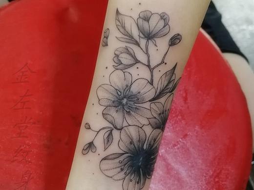 半臂素花纹身遮盖疤痕修改老旧纹身水冶纹身金左堂