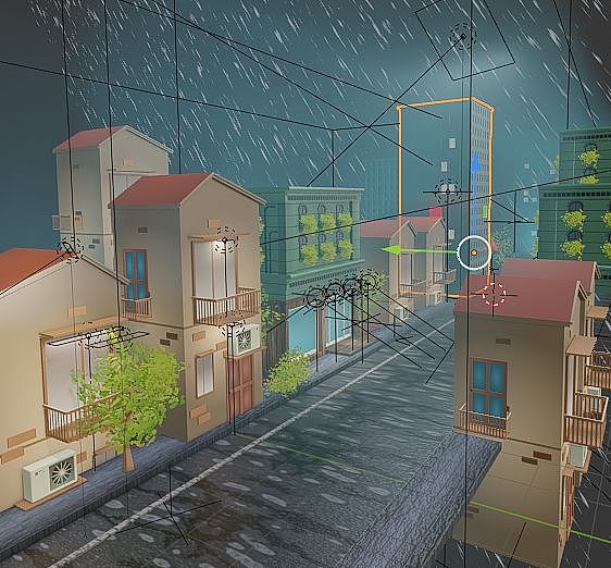 blender雨夜建模渲染
