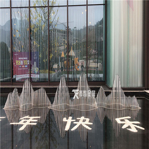 售楼部水景不锈钢弯管假山雕塑 不锈钢假山雕塑